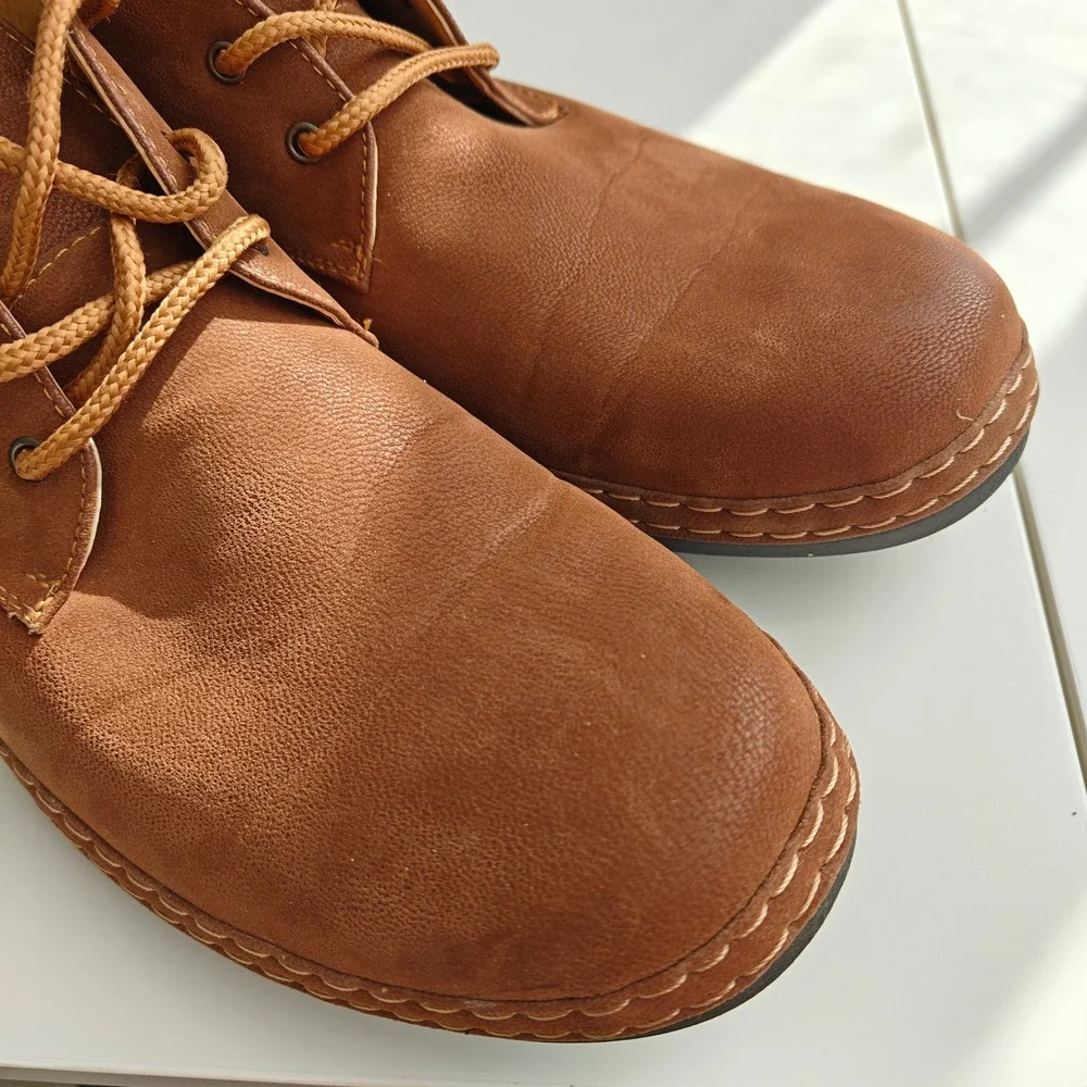 Mens Faux Leather Suede Chukka Boots Desert Shoes Tan Brown True Republic 8.5